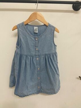 Carter's Girl Light Blue Denim Button-Front Girls' Tank Dress